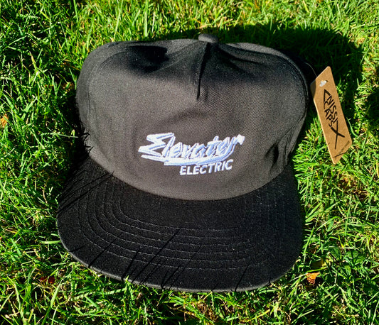 Elevater Electric High Quality Embroidered 5 Panel Cap in Black